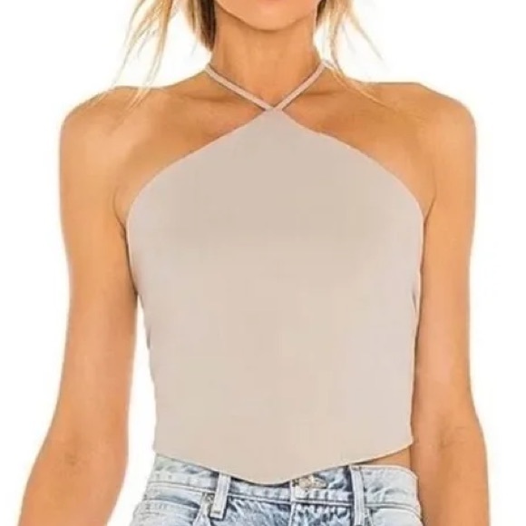 Lovers + Friends Cream Tan Asymmetrical Crop Tank - Picture 2 of 6